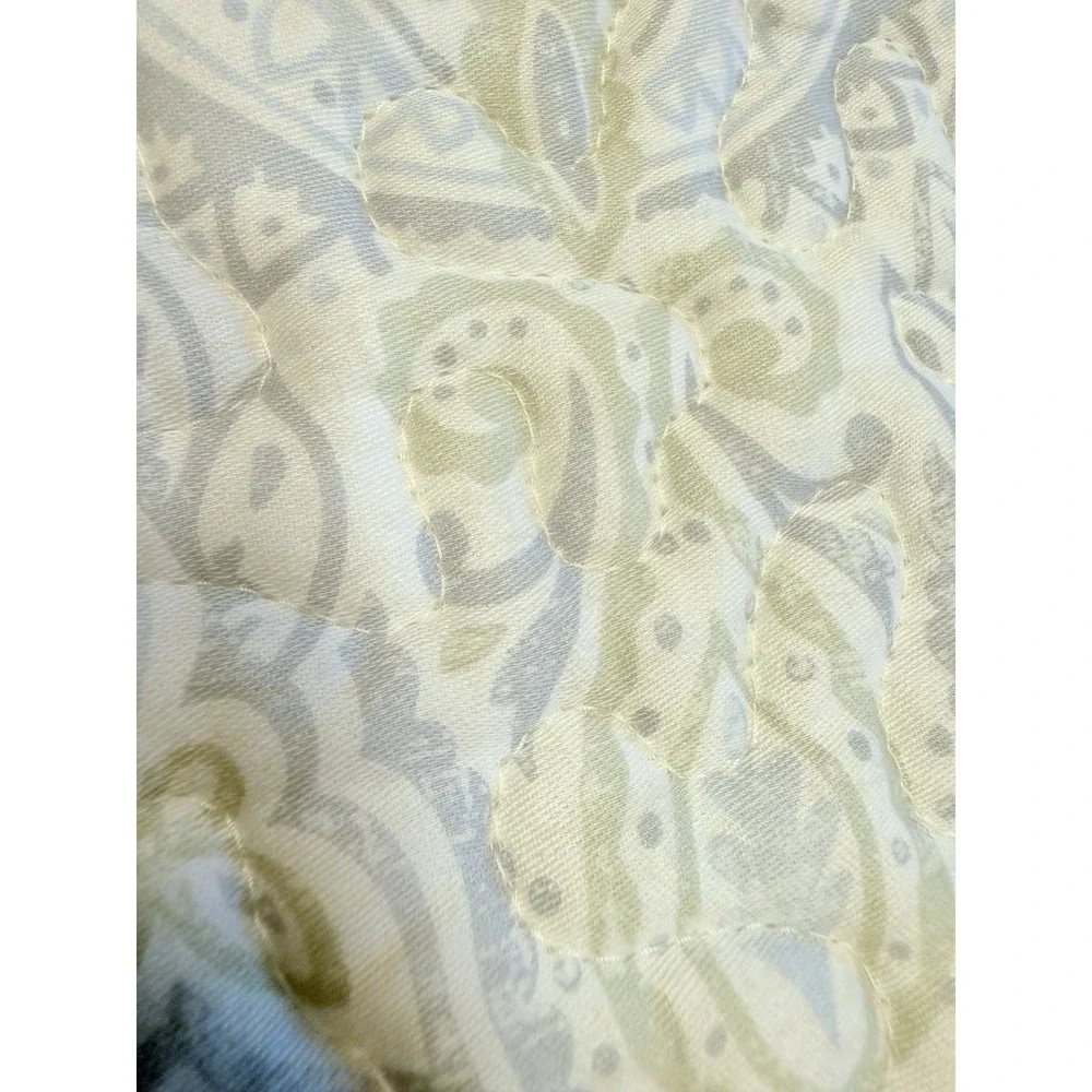 Company Store King Coverlet 2 Shams Set Blue Sage Paisley Cotton Quilt VTG